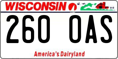 WI license plate 260OAS