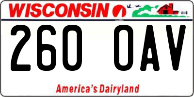 WI license plate 260OAV