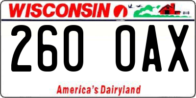 WI license plate 260OAX