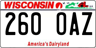 WI license plate 260OAZ