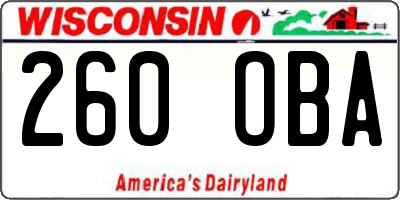 WI license plate 260OBA