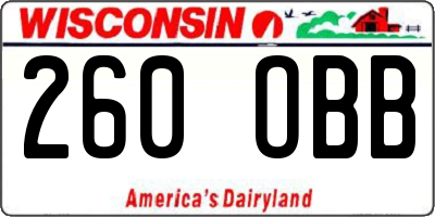 WI license plate 260OBB