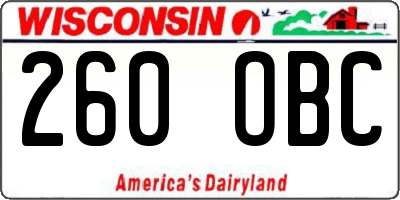 WI license plate 260OBC