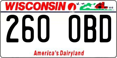 WI license plate 260OBD