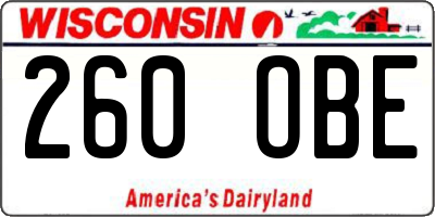 WI license plate 260OBE