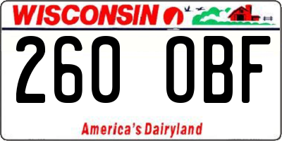 WI license plate 260OBF