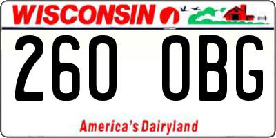WI license plate 260OBG