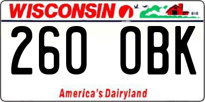 WI license plate 260OBK