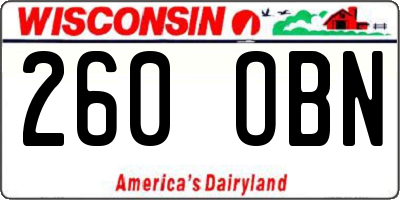 WI license plate 260OBN