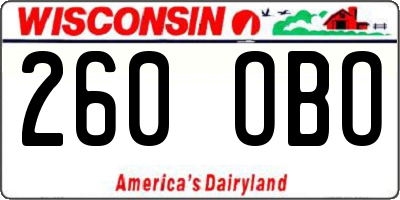 WI license plate 260OBO