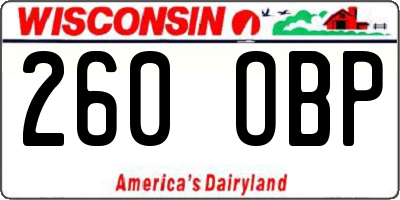 WI license plate 260OBP