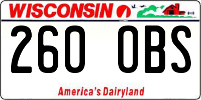 WI license plate 260OBS