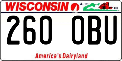 WI license plate 260OBU