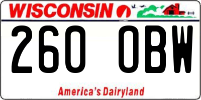 WI license plate 260OBW