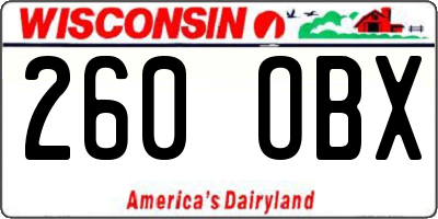 WI license plate 260OBX