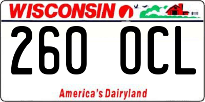 WI license plate 260OCL