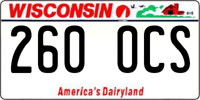 WI license plate 260OCS