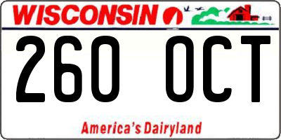 WI license plate 260OCT
