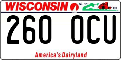 WI license plate 260OCU