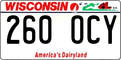 WI license plate 260OCY