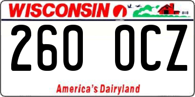 WI license plate 260OCZ