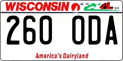 WI license plate 260ODA