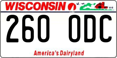 WI license plate 260ODC