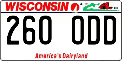 WI license plate 260ODD