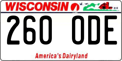 WI license plate 260ODE
