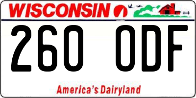 WI license plate 260ODF