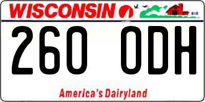 WI license plate 260ODH