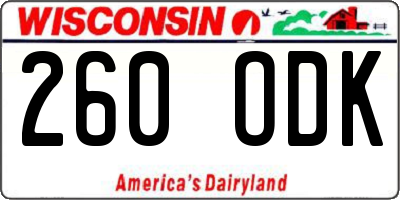 WI license plate 260ODK