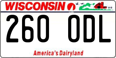 WI license plate 260ODL