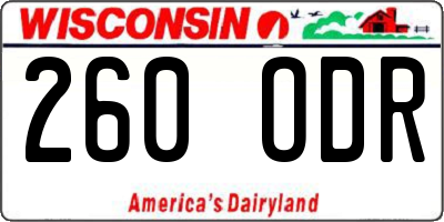 WI license plate 260ODR
