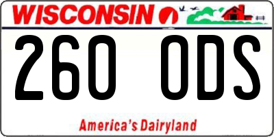 WI license plate 260ODS