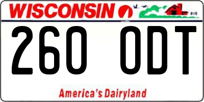 WI license plate 260ODT