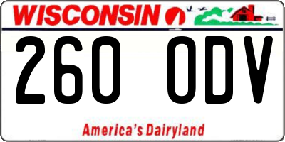 WI license plate 260ODV