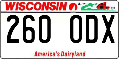 WI license plate 260ODX