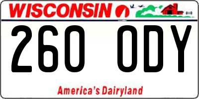 WI license plate 260ODY