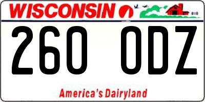 WI license plate 260ODZ