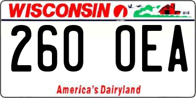WI license plate 260OEA