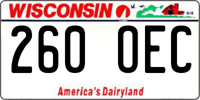 WI license plate 260OEC