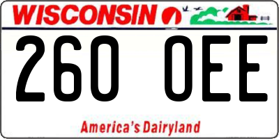 WI license plate 260OEE