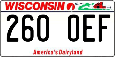 WI license plate 260OEF