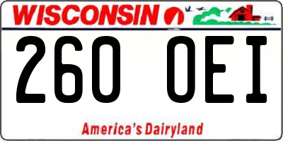 WI license plate 260OEI