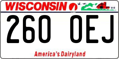 WI license plate 260OEJ