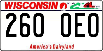 WI license plate 260OEO