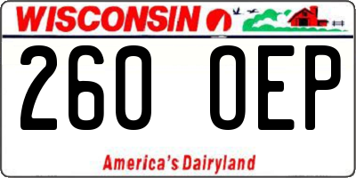 WI license plate 260OEP