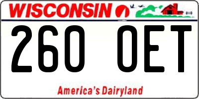 WI license plate 260OET