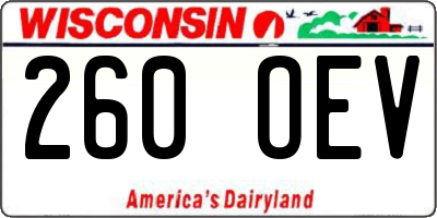 WI license plate 260OEV